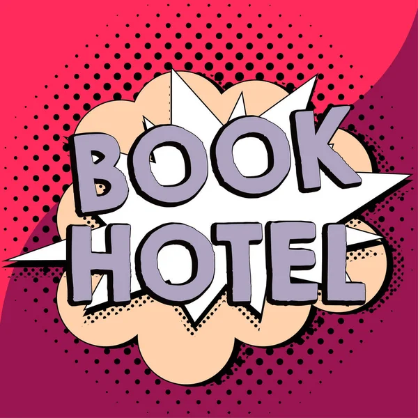 インスピレーションを示すテキスト Book Hotel Businessホテルの部屋や宿泊施設を持つように配置されています — ストック写真