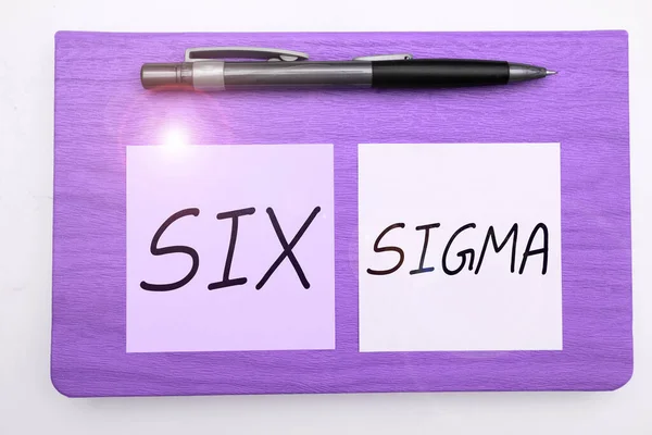 Sign displaying Six Sigma, Conceptual photo management techniques to improve business processes