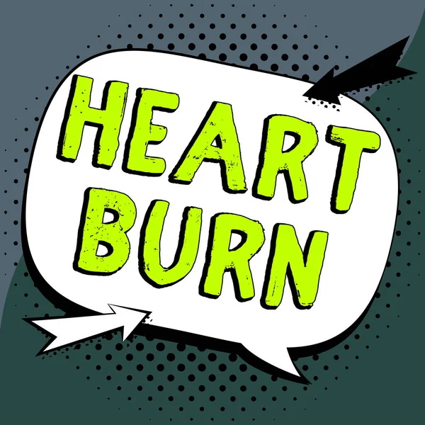 Hand Writing Sign Heart Burn Word Written Burning Sensation Pain — Foto Stock