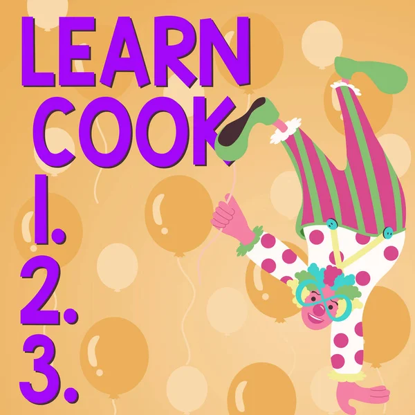 Text Sign Showing Learn Cook Internet Concept Gaining Knowledge Acquiring — 图库照片