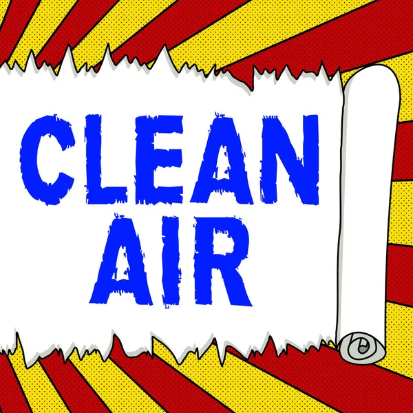 Text caption presenting Clean Air, Business concept air that has no harmful levels of dirt and chemicals in it