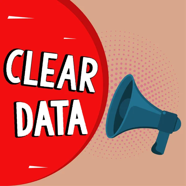 Text Sign Showing Clear Data Business Idea Act Removing Unwanted — Foto Stock