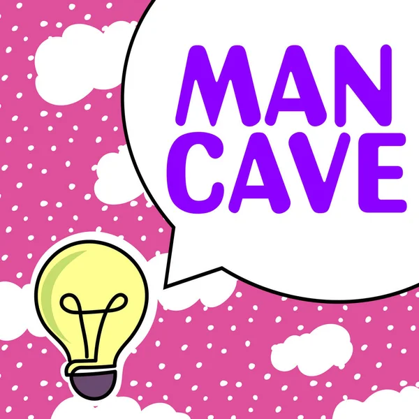 Text Sign Showing Man Cave Business Overview Room Space Area — 图库照片