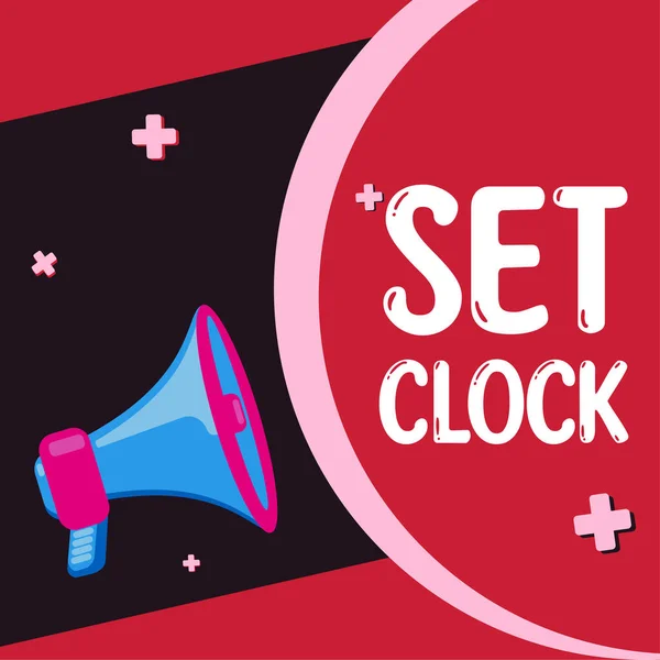 Text Sign Showing Set Clock Conceptual Photo Put Right Time —  Fotos de Stock