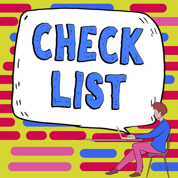 Handwriting text Check List, Word for Items required Things to be done Points to be considered