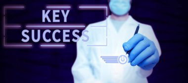 Text caption presenting Key Success, Word Written on main measure of effectiveness and productivity