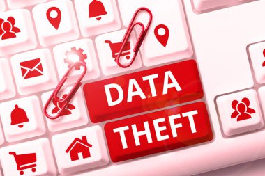 Text showing inspiration Data Theft, Concept meaning illegal transfer of any information that is confidential