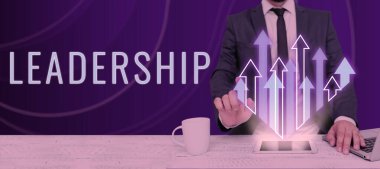 Conceptual caption Leadership, Business overview Ability Activity involving leading a group of people or company