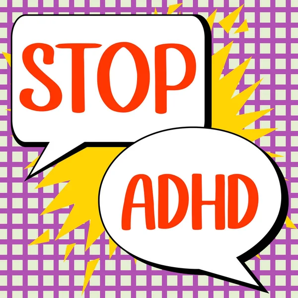 Conceptual caption Stop Adhd, Business overview Put at end the mental health disorder of children Hyperactive