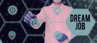 Conceptual display Dream Job, Internet Concept An act that is paid of by salary and giving you hapiness