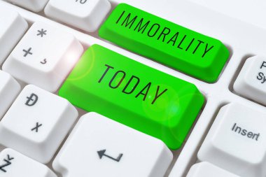 Text showing inspiration Immorality, Conceptual photo the state or quality of being immoral, wickedness