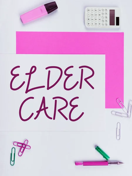 Conceptual display Elder Care, Business overview the care of older people who need help with medical problems