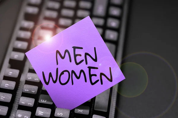 Writing Displaying Text Men Women Internet Concept State Boy Girl — Stockfoto