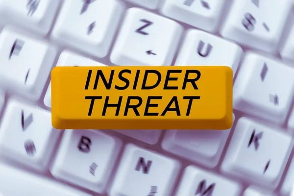 Writing displaying text Insider Threat, Business concept security threat that originates from within the organization