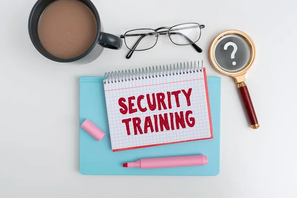 Handwriting text Security Training, Concept meaning providing security awareness training for end users