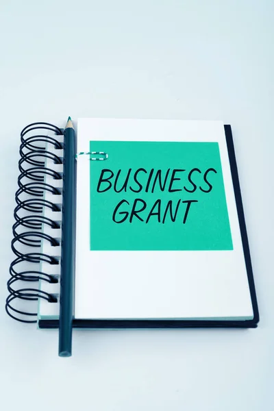 Hand writing sign Business Grant, Word Written on Working strategies accomplish objectives