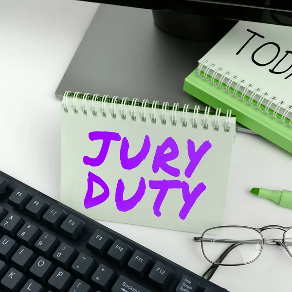 Text Showing Inspiration Jury Duty Word Written Obligation Period Acting — Stock Photo, Image