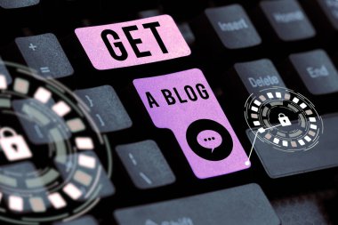 Hand writing sign Get A Blog, Business overview Start writing on social networks blogging modern communication