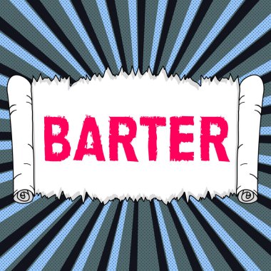 El yazısı metni Barter, bir ürünü başka bir mal veya hizmetle takas ederek ticaret anlamına gelen kavram