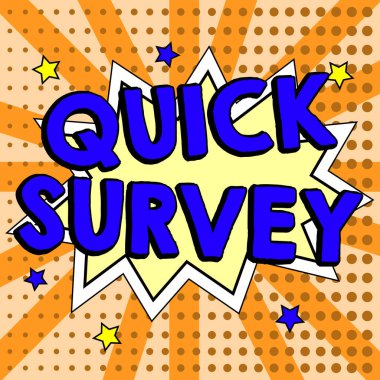 Text caption presenting Quick Survey, Word Written on Conduct fast check on condition value situation of something