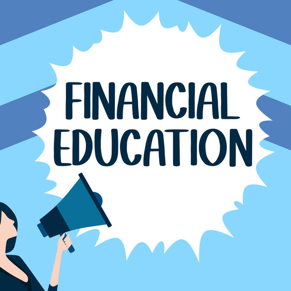 Text caption presenting Financial Education, Business overview Understanding Monetary areas like Finance and Investing