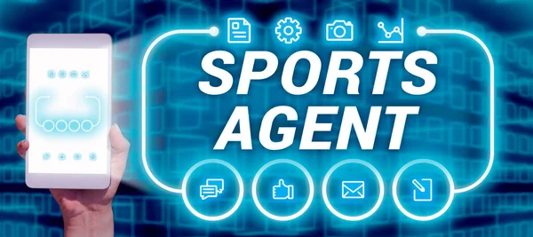 Text sign showing Sports Agent, Business approach person manages recruitment to hire best sport players for a team
