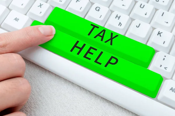 Handwriting Text Tax Help Business Concept Assistance Compulsory Contribution State — Stock Photo, Image