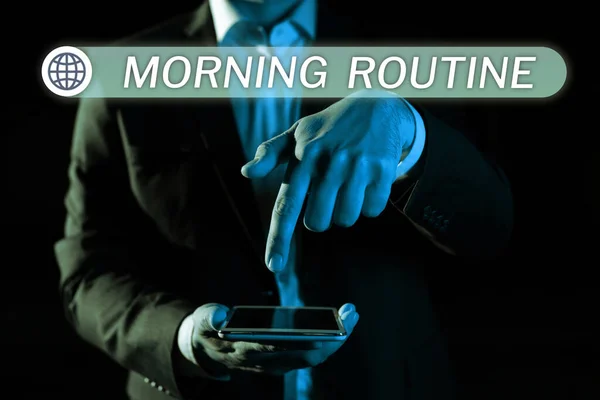 Writing Displaying Text Morning Routine Business Overview Initiation Consumer Interest — Stockfoto