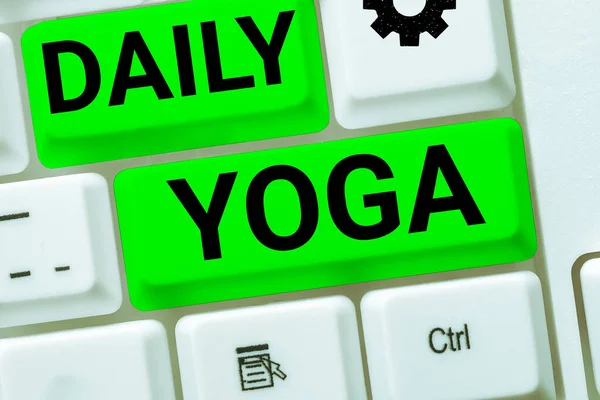 Текстовий Знак Зображенням Daily Yoga Серії Тренінгів Бізнес Тренування Різних — стокове фото