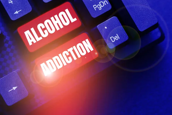 Sinal Texto Mostrando Dependência Álcool Conceito Negócio Caracterizado Pelo Consumo — Fotografia de Stock