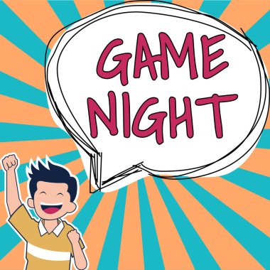 Conceptual caption Game Night, Word for event in which folks get together for the purpose of getting laid