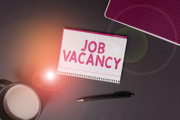 Writing displaying text Job Vacancy, Concept meaning empty or available paid place in small or big company
