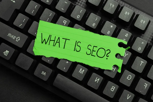 Sign Displaying Seo Word Search Engine Keywording Marketing Online Keresési — Stock Fotó