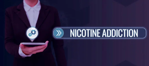 Έννοια Λεζάντα Nicotine Addiction Business Concept Condition Του Εθισμού Στο — Φωτογραφία Αρχείου