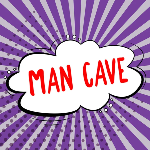 概念図 男の洞窟 男性のために予約された住居の部屋 スペースまたは面積のための言葉 — ストック写真