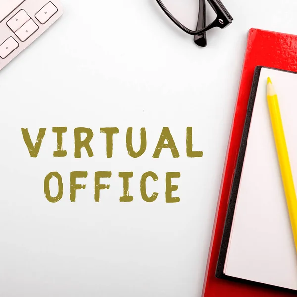 Señal Texto Que Muestra Oficina Virtual Escaparate Negocios Entorno Trabajo — Foto de Stock