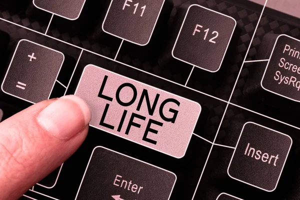 Text Sign Showing Long Life Word Able Continue Working Longer — Photo