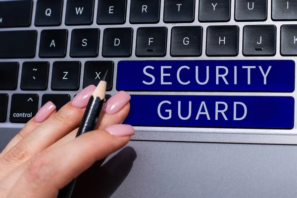 Text Caption Presenting Security Guard Business Approach Tools Used Manage — Stok fotoğraf