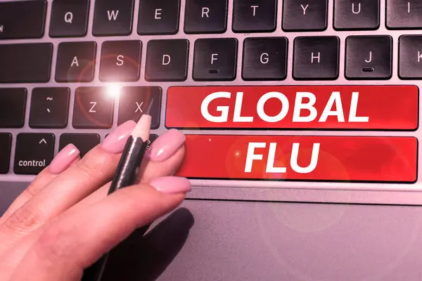 Conceptual Caption Global Flu Internet Concept Common Communicable Illness Spreading — Stock Photo, Image