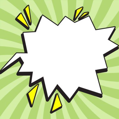 Comic Speech Bubble With Copy Space And Doodles. Empty Explosion Template