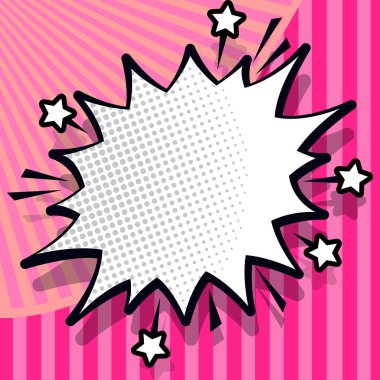 Comic Blank Speech Bubble Copy Space. Empty Template Explosion Framework