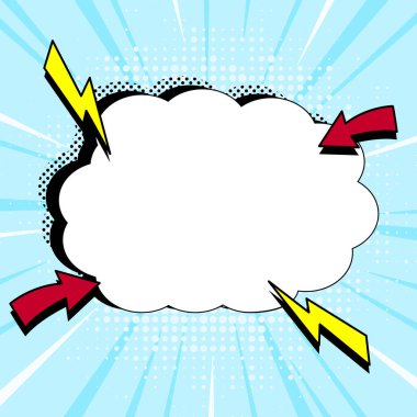 Comic Blank Speech Bubble Copy Space. Empty Template Explosion Framework