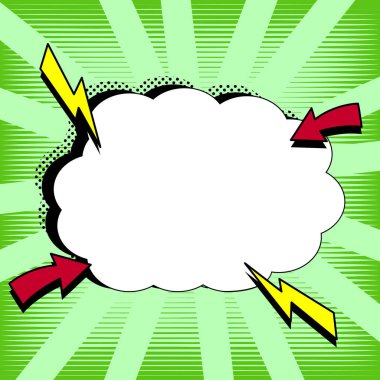 Comic Speech Bubble With Copy Space And Doodles. Empty Explosion Template