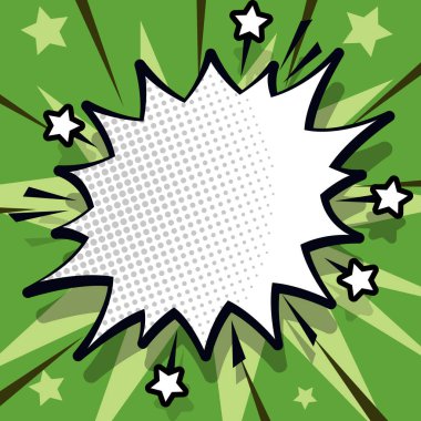 Comic Speech Bubble With Copy Space And Doodles. Empty Explosion Template