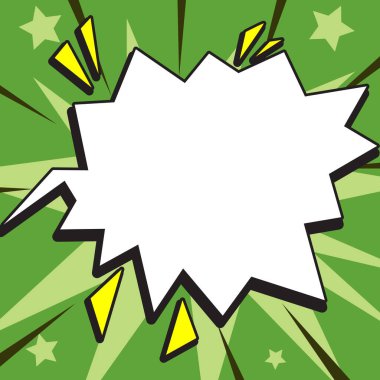 Comic Blank Speech Bubble Copy Space. Empty Template Explosion Framework