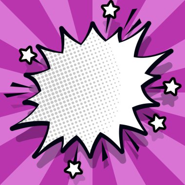 Comic Blank Speech Bubble Copy Space. Empty Template Explosion Framework