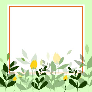Square Shape Text Frame Surrounded With Assorted Flowers Hearts And Leaves.