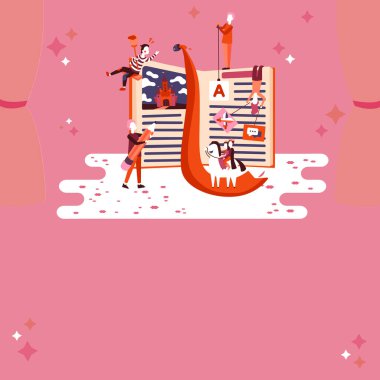 Bright Abstract Illustration. People Discussing New Ideas. Book Fairytales.