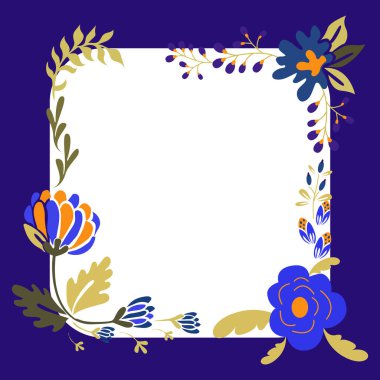 Renkli çiçekler ve ahenkli düzenlenmiş yeşilliklerle donatılmış çerçeve.