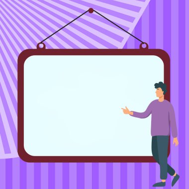 Man shows information on whiteboard. Finger pointing to table with words.